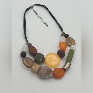 Mixed Media Stone, Wood and bead necklace